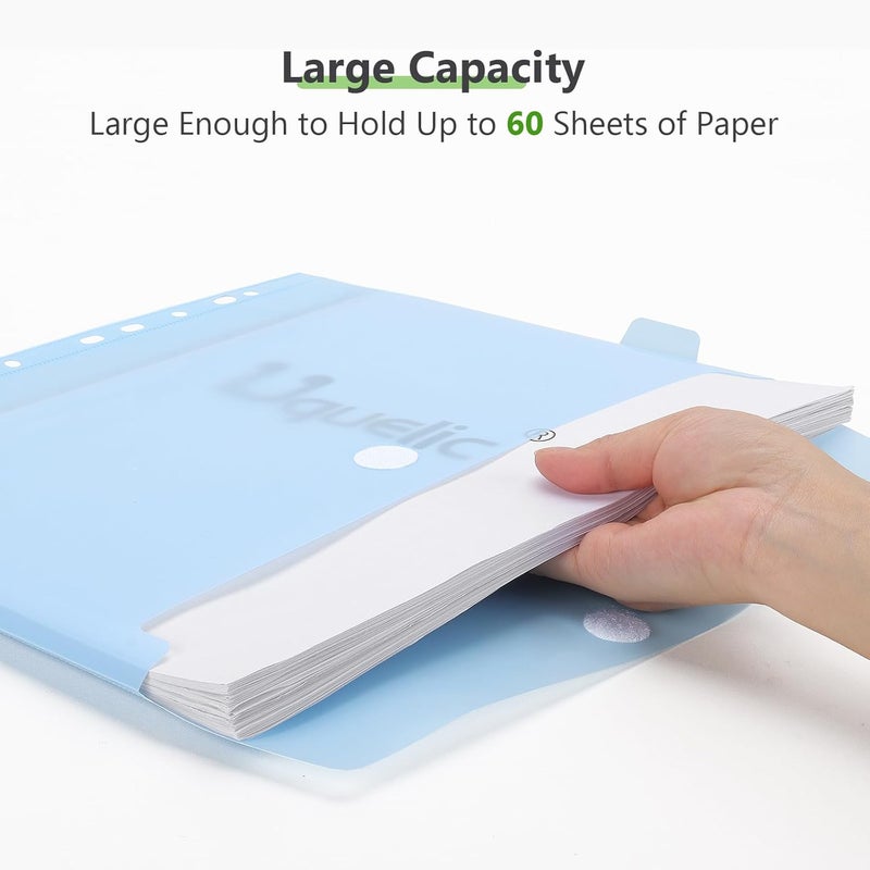 Uquelic Document Organizer, Soft PVC Binder with 12 Colorful Pockets - Zipper Binder 3 Ring with Dividers Letter Size (11'' x 8.5'')-Large Capacity Cute Folder for School, Office & Home Use​ (Grey) - Image 5